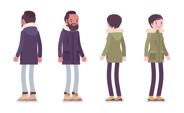 Parka homme et femme debout — Image vectorielle