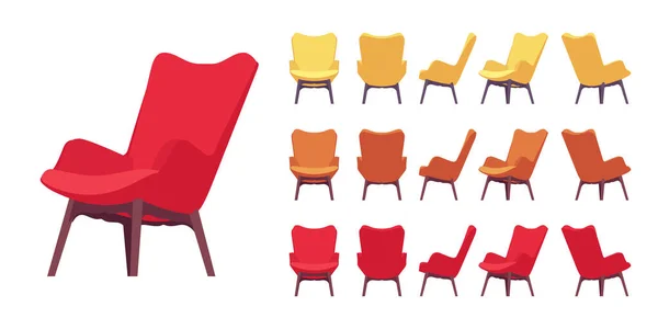 Sillón retro conjunto — Vector de stock