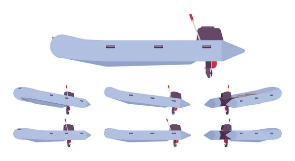 Barco inflable con motor fueraborda — Vector de stock