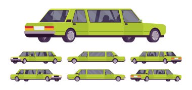 Limuzin büyük, lüks araba seti