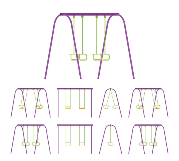 Jogo de baloiços, atividade de playset de crianças no playground — Vetor de Stock