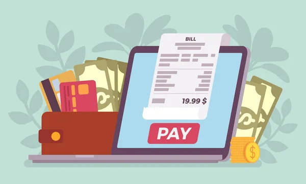 Online πληρωμή μέσω ψηφιακού λογαριασμού — Διανυσματικό Αρχείο