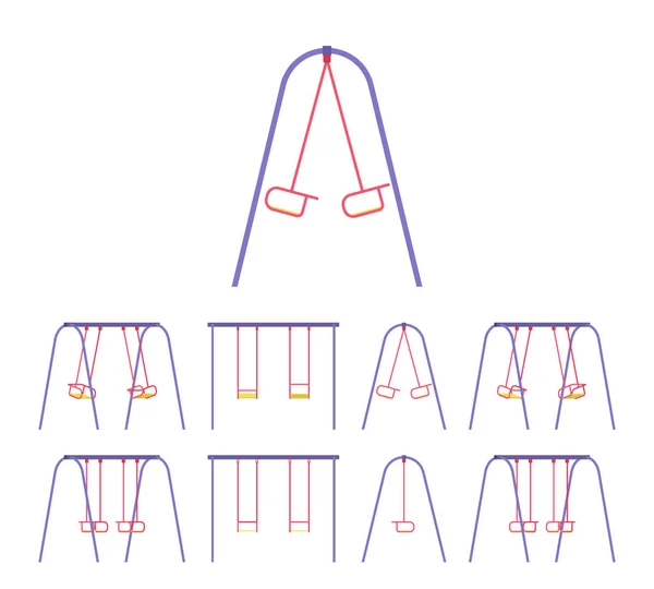Set di altalene, playset per bambini attività sul parco giochi — Vettoriale Stock
