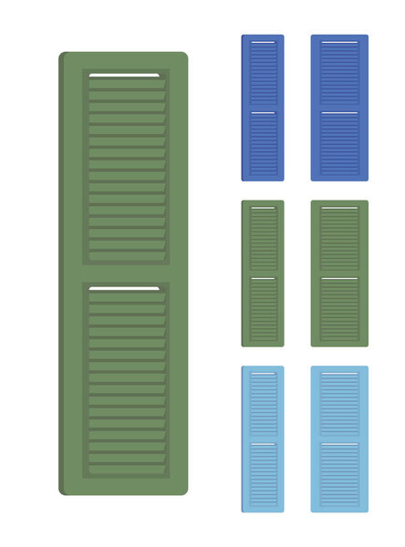Wooden window shutters, house exterior set