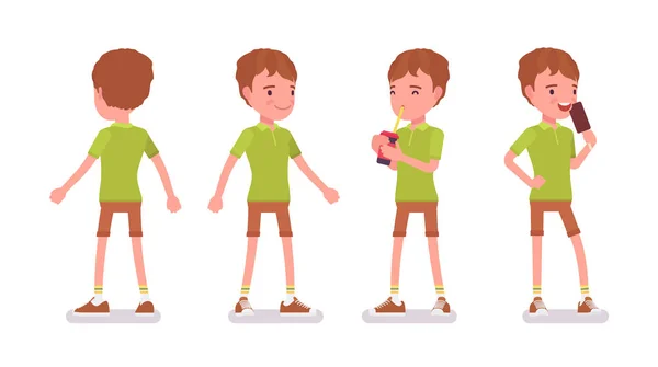 Niño de 7 a 9 años, niño activo en edad escolar — Vector de stock