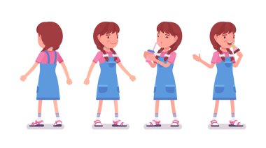 Kız çocuk 7-9 yaş, kız okul çağındaki çocuk ayakta