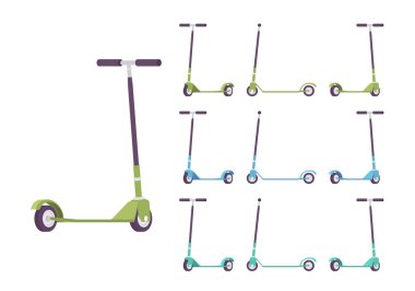 Kick scooter yeşil, mavi renkte ayarlayın
