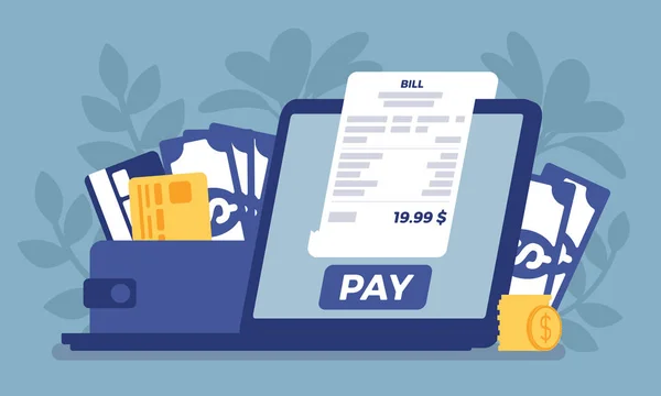Online πληρωμή μέσω ψηφιακού λογαριασμού — Διανυσματικό Αρχείο