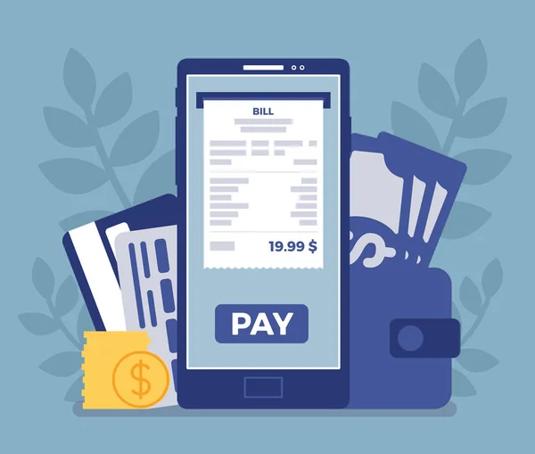 Mobiles Bezahlen mit digitaler Rechnung — Stockvektor