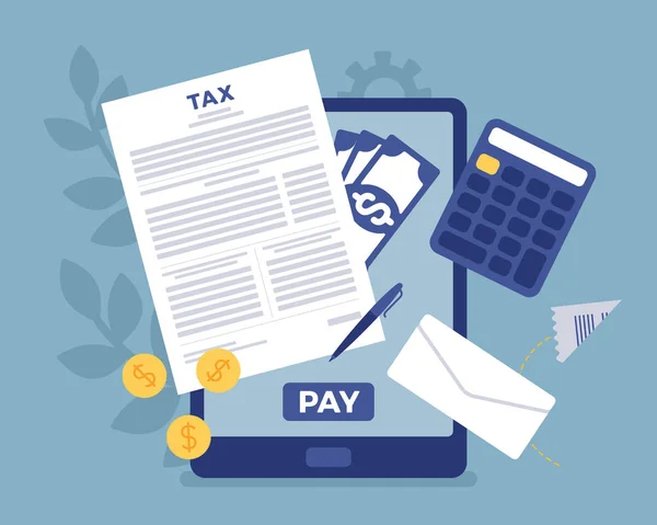 Paiement des taxes en ligne via tablette — Image vectorielle