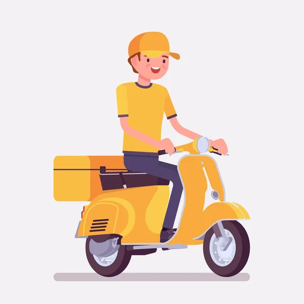 Scooter livreur garçon — Image vectorielle