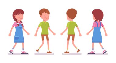 Erkek ve kız çocuk 7-9 yaş yürüyüş