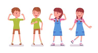 Erkek ve kız çocuk 7-9 yaş atlet, dansçı