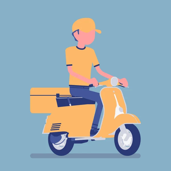 Scooter livreur garçon — Image vectorielle