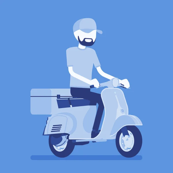 Scooter livreur garçon — Image vectorielle