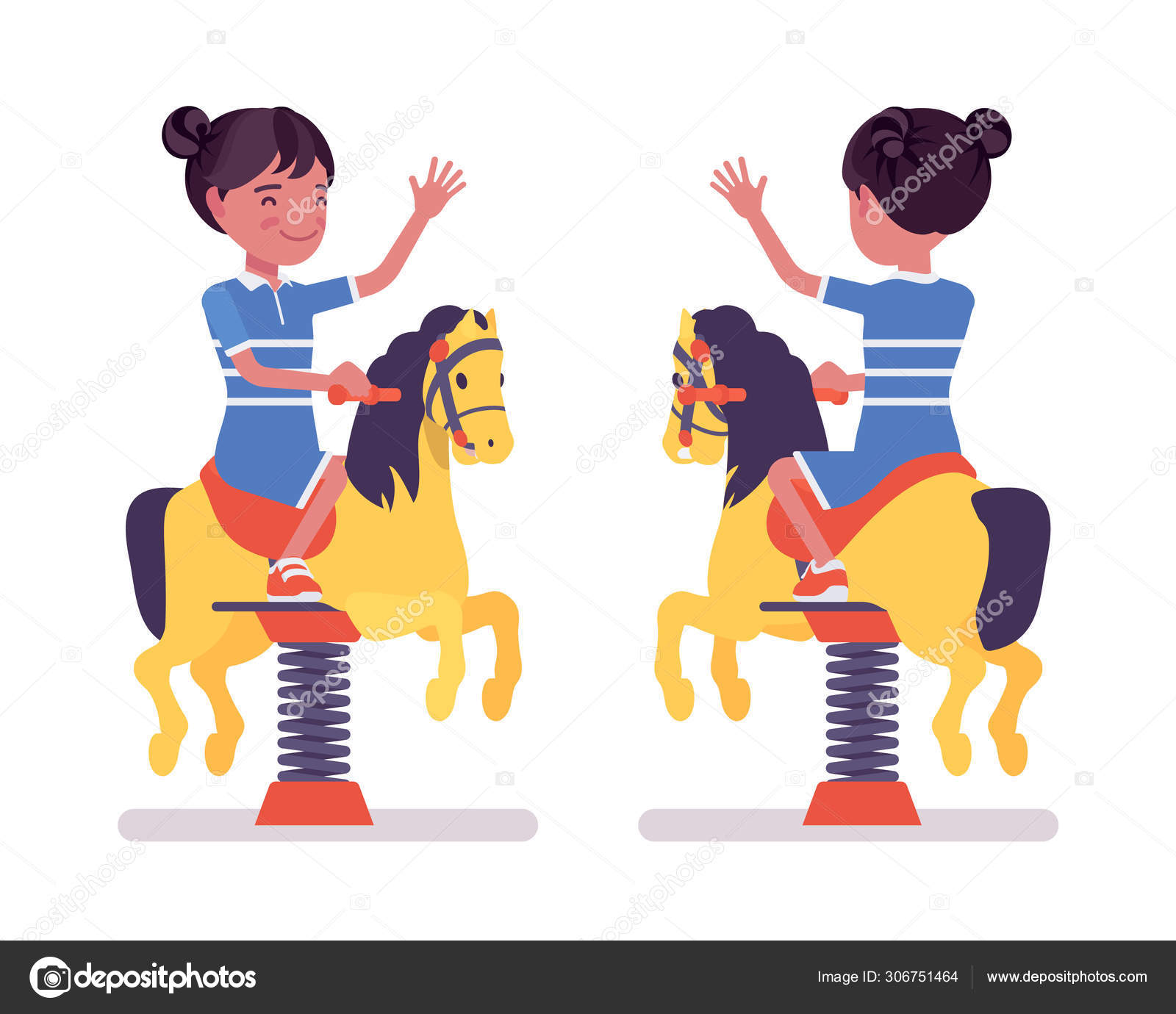 Девочка Ребенок 7, 9 Лет Школы Черный Ребенок, Лошадь Весной.