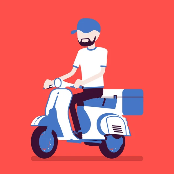Scooter livraison garçon équitation — Image vectorielle