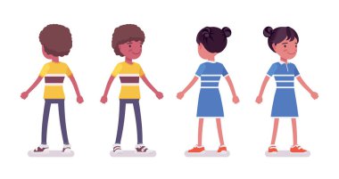 Erkek ve kız siyah çocuk 7-9 yaş ayakta