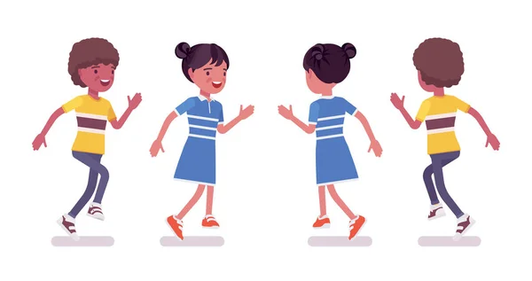 Anak laki-laki dan perempuan hitam 7 sampai 9 tahun berlari — Stok Ilustrasi Anak laki-laki dan perempuan hitam 7 sampai 9 tahun berlari Stok Vektor Bebas Royalti