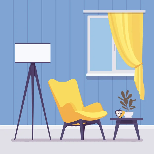 Kreativní interiér v obývacím pokoji — Stockový vektor