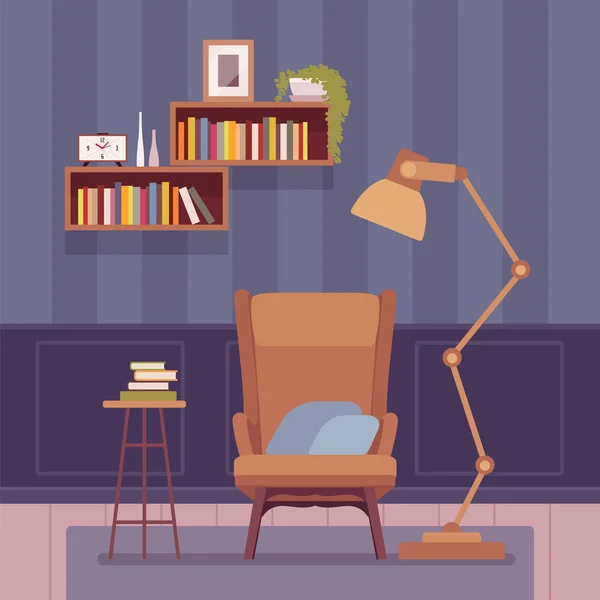 Salon intérieur avec un lampadaire haut — Image vectorielle