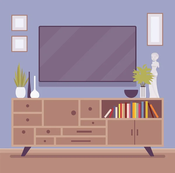 TV cabinet room interior — Stock Vector