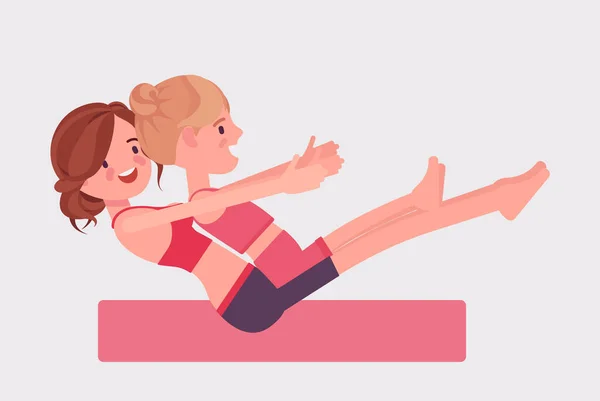 Rodinná jóga, matka a dcera jógy při cvičení sportovního oblečení — Stockový vektor