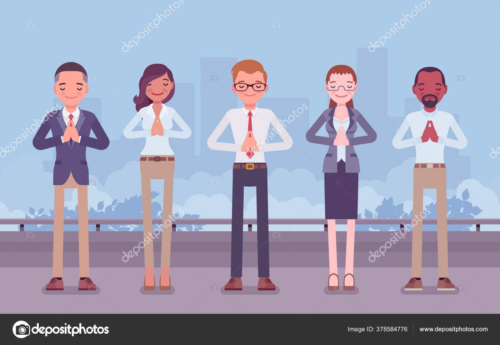 Office yoga group of business people doing Namaste Stock Vector Image by ©Andrew_Rybalko #378584776 Office yoga group of business people doing Namaste Stock Vector Image by ©Andrew_Rybalko #378584776