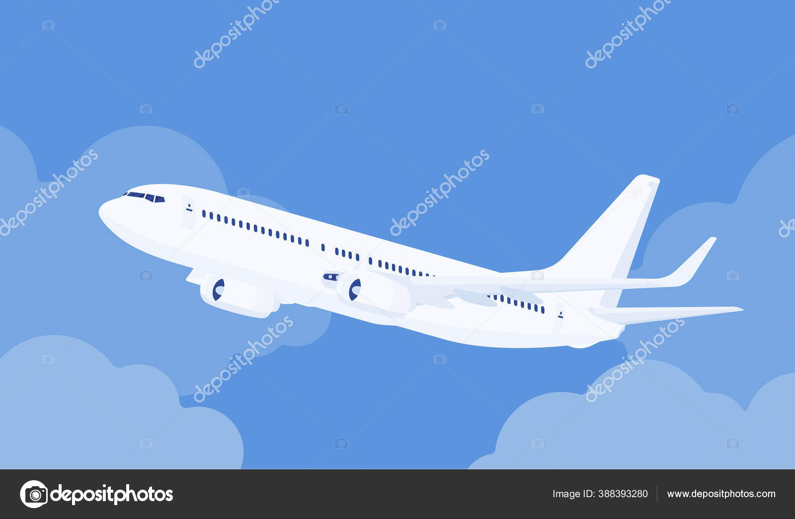 Passenger white plane taking off Stock Vector Image by ©Andrew_Rybalko  #388393280