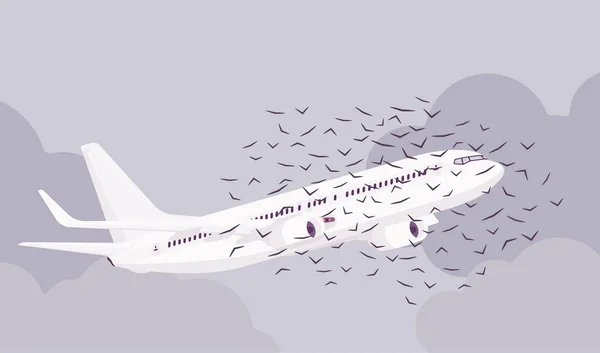Avion passager oiseau troupeau grève — Image vectorielle