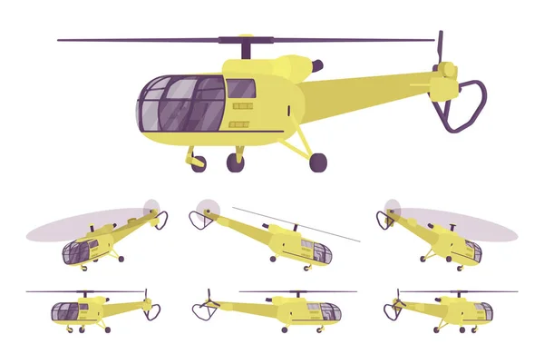 Sada žlutých helikoptér, rotační křídlo — Stockový vektor