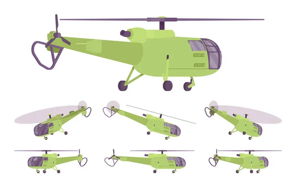 Helicopter set, rotary wing aircraft vehicle — Stock Vector