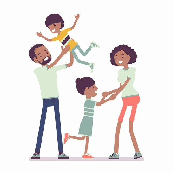 Feliz familia negra disfrutando de la vida — Vector de stock