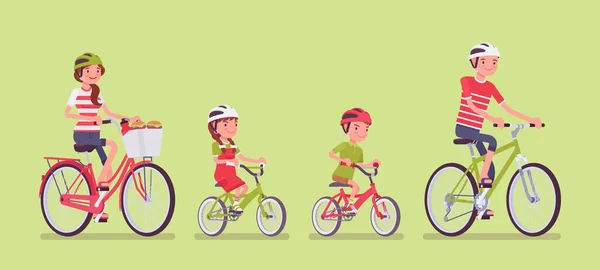 Familia feliz disfrutando de paseo en bicicleta — Vector de stock