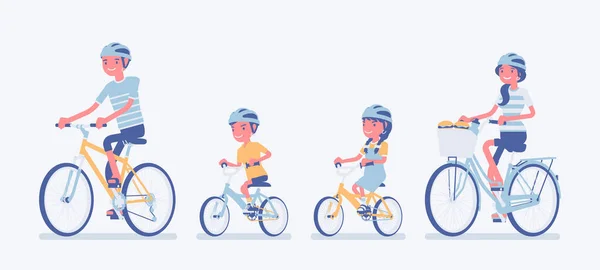 Bonne famille appréciant la balade à vélo — Image vectorielle