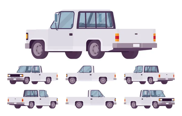 Camion pick-up blanc avec cabine et espace cargo ouvert — Image vectorielle