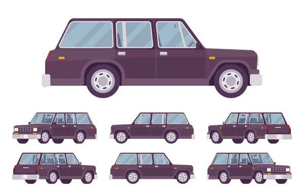 Station wagon, een landgoed auto zwart set — Stockvector