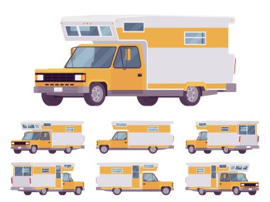 Karavan minibüsü, eğlence aracı sarı set.