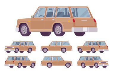 Steyşın vagon, emlak arabası kahverengi set