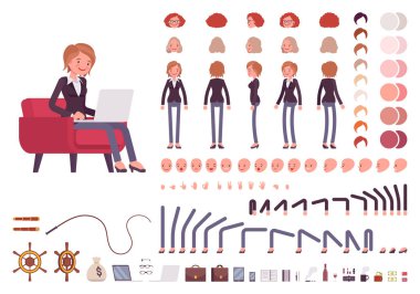 Kadın yönetici karakter oluşturma seti