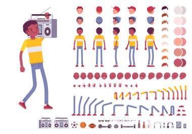 Genç çocuk karakter oluşturma seti