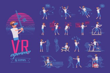 VR erkek kullanıcı karakter seti, çeşitli pozlar