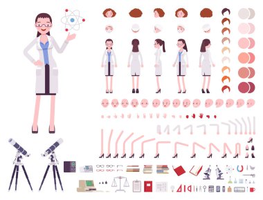 Kadın bilim adamı karakter oluşturma seti