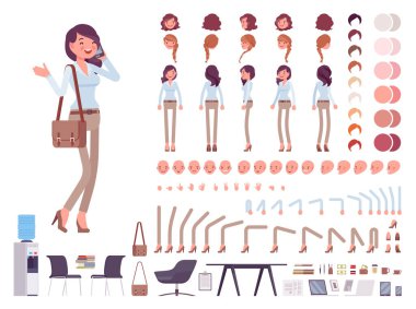 Akıllı sıradan kadın karakter oluşturma seti