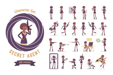 Gizli ajan siyah kadın, bayan ajan kullanıma hazır karakter seti
