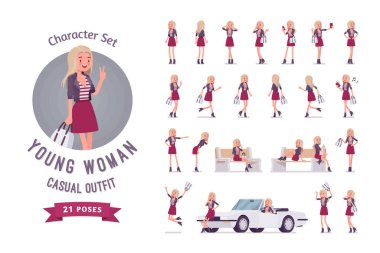 Kullanıma hazır genç kadın karakter seti