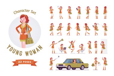 Çekici kadın karakter seti