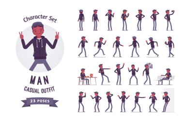 Genç siyahi karakter seti