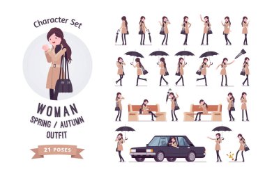 Sonbaharda kadın, bahar kıyafetleri.