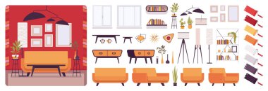 Oturma odası iç mimari seti